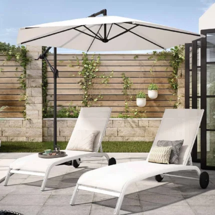 Ombrelone 2,4×2,9m Lateral Aço Bege Hexa Polar Naterial